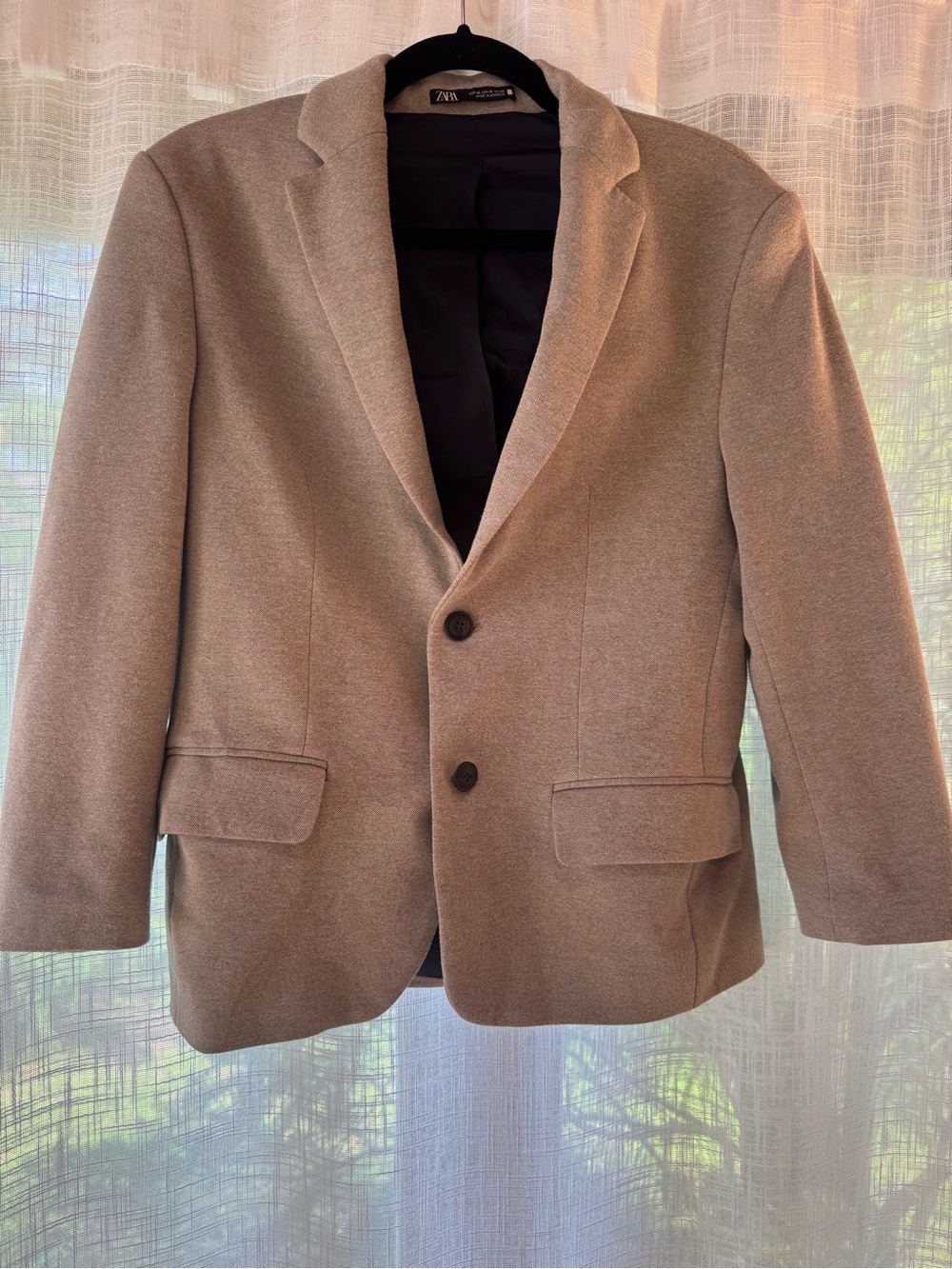 Zara Men's Taupe-Brown Two-Button Blazer
